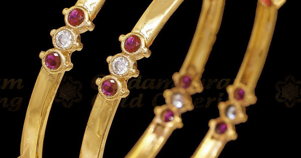 BR2775-2.4 Size High Quality Ruby White Stone Impon Bangle For Women ...