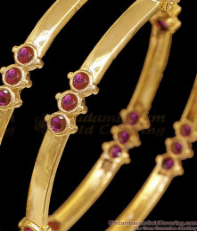 BR2776-2.4 Size Attractive Ruby Stone Impon Gold Bangle Bridal Jewelry