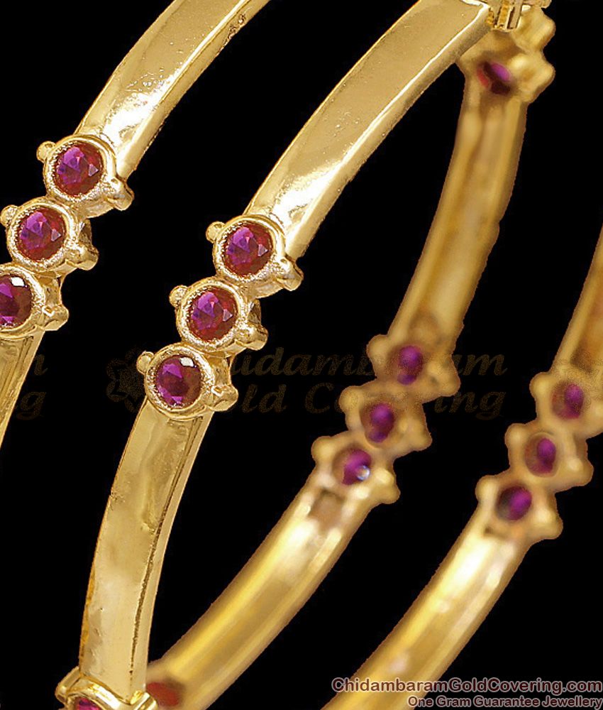 BR2776-2.4 Size Attractive Ruby Stone Impon Gold Bangle Bridal Jewelry BR2776-2.4 Size Attractive Ruby Stone Impon Gold Bangle Bridal Jewelry