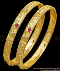 BR2795-2.4 Size Beautiful Ruby Stone Flower Design Gold Imitation Bangle For Women BR2795-2.4 Size Beautiful Ruby Stone Flower Design Gold Imitation Bangle For Women