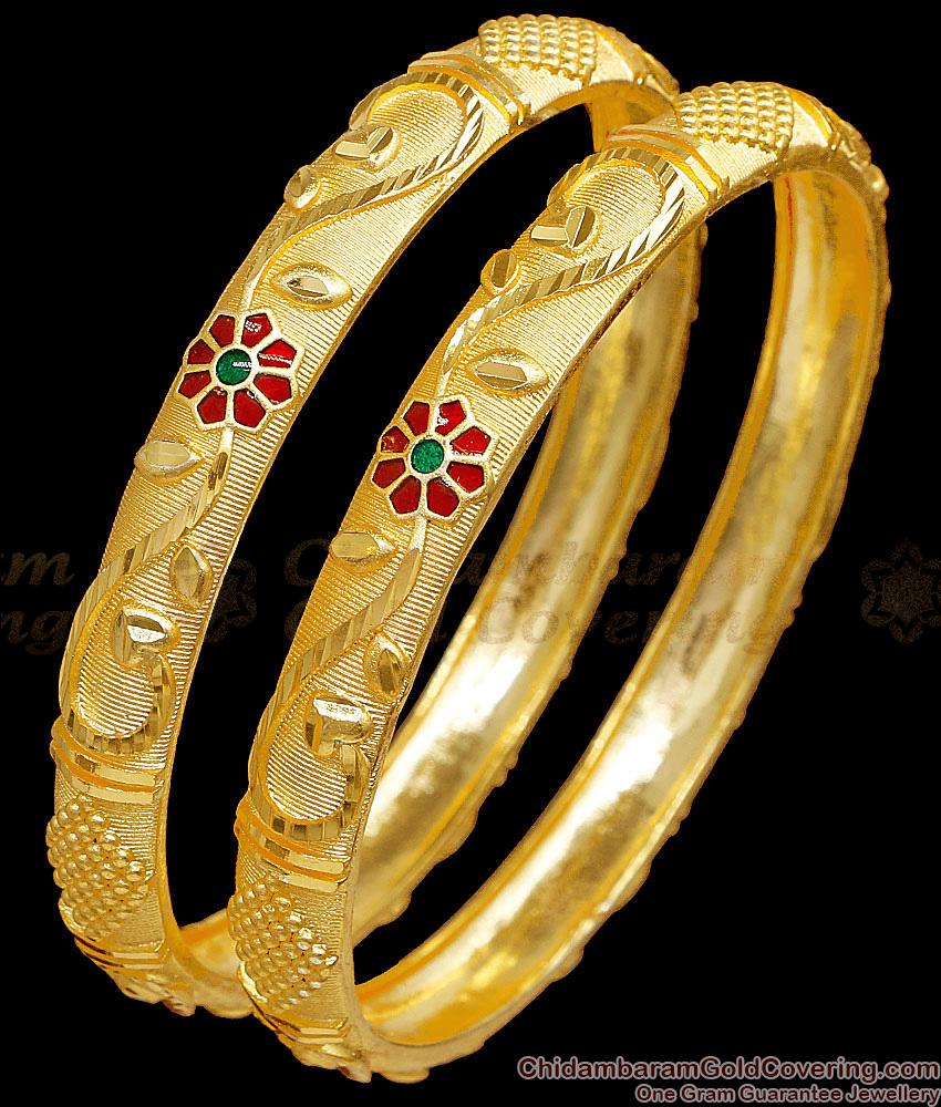 BR2801-2.10 Size High Quality Two Gram Gold Bangle Enamel Pattern BR2801-2.10 Size High Quality Two Gram Gold Bangle Enamel Pattern