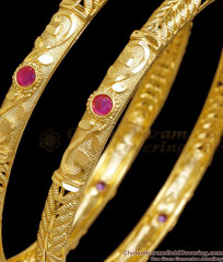 BR2805-2.4 Size Stylish Ruby Stone Forming Gold Bangle For Brides Online Fashion BR2805-2.4 Size Stylish Ruby Stone Forming Gold Bangle For Brides Online Fashion