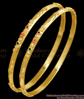 BR2814-2.8 Size Traditional 2 Gram Gold Bangle Meenakari Design Shop Online