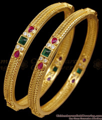 BR2828-2.8 Set Of Two Beautiful Kemp Stone Gold Imitation Bangle For Wedding