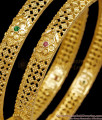 BR2830-2.6 Size Beautiful Flower Design Micro Gold Polish Bangle With Ad Stone