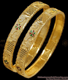 BR2832-2.8 Size Bridal Wear Gold Imitation Bangle Floral Enamel Design