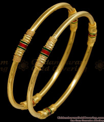 BR2845-2.10 Set Of Two Traditional Enamel Pattern Gold Imitation Kada Bangle For Women