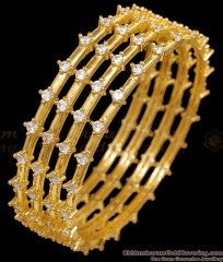 BR2856-2.6 Set Of Four Diamond Studded Gold Plated Bangle For Party Wear