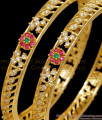 BR2857-2.8 Set Of Two Beautiful Ad Stone Gold Imitation Bangle Flower Design