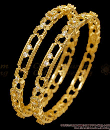 BR2858-2.8 Set Of Two Geometric Design 1 Gram Gold Bangle With Stone BR2858-2.8 Set Of Two Geometric Design 1 Gram Gold Bangle With Stone