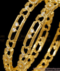BR2858-2.4 Set Of Two Geometric Design 1 Gram Gold Bangle With Stone BR2858-2.4 Set Of Two Geometric Design 1 Gram Gold Bangle With Stone