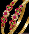 BR2859-2.6 Size Floral Design Ruby White Stone Kada Bangle Shop Online