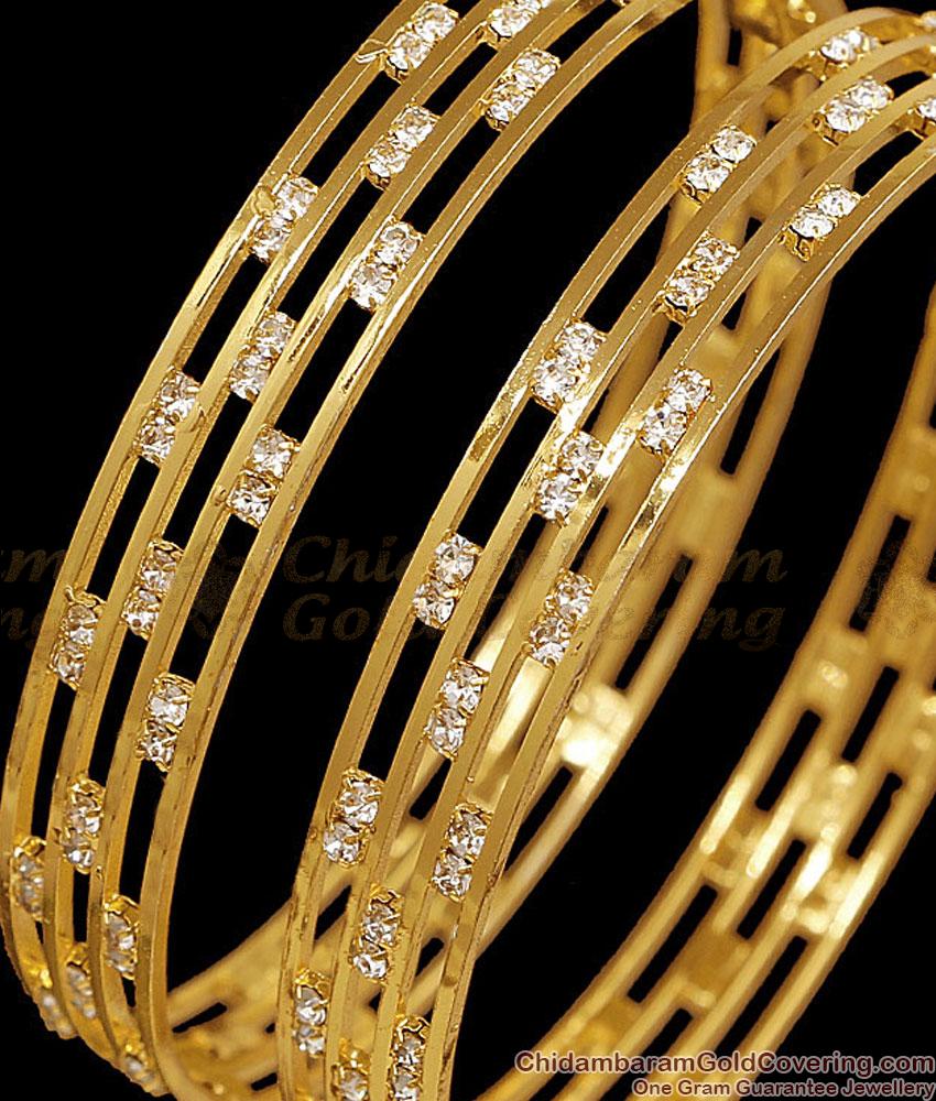 BR2862-2.4 Size Four Line Gold Imitation White Stone Bangle Design Shop Online BR2862-2.4 Size Four Line Gold Imitation White Stone Bangle Design Shop Online