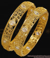 BR2863-2.4 Size Premium Quality 1 Gram Gold Bangle White Stone Design For Wedding BR2863-2.4 Size Premium Quality 1 Gram Gold Bangle White Stone Design For Wedding