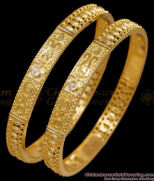 BR2870-2.10 Size Stylish White Stone Gold Bangle Collections