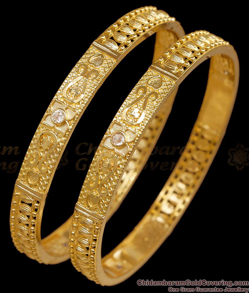 BR2870-2.10 Size Stylish White Stone Gold Bangle Collections BR2870-2.10 Size Stylish White Stone Gold Bangle Collections