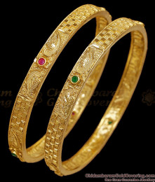 BR2878-2.8 Size Latest Ruby Green Stone Gold Covering Bangle For Women BR2878-2.8 Size Latest Ruby Green Stone Gold Covering Bangle For Women
