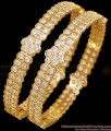 BR2884-2.6 Size Heavy Impon Metal White Stone Bangle For Women