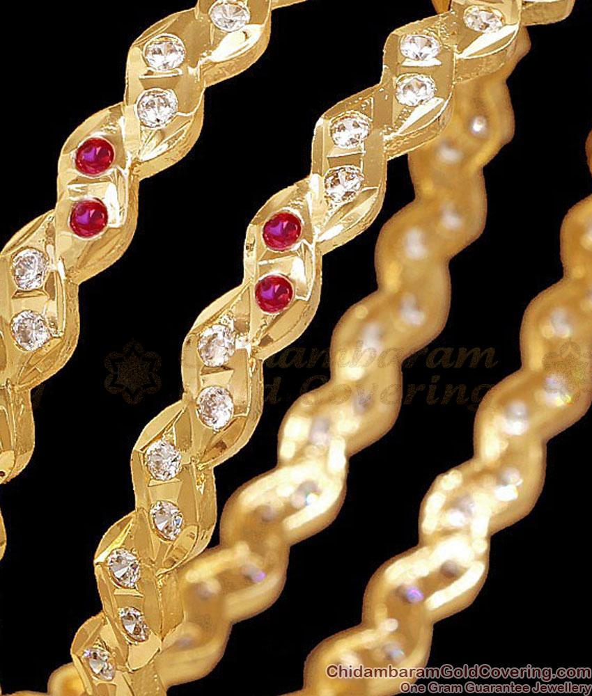BR2885-2.4 Size Traditional Impon Panchaloha Stone Bangle Online