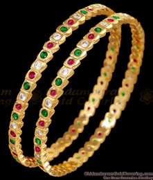 BR2887-2.6 Size Classic Multi Color Stone Impon Bangle For Brides