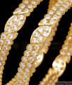 BR2889-2.4 Size Premium Quality Full White Stone Impon Gold Finish Bangle