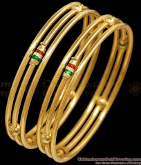 BR2905-2.6 Size High Quality Gold Plated Triple Line Bangle Meenakari Design BR2905-2.6 Size High Quality Gold Plated Triple Line Bangle Meenakari Design