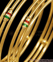 BR2905-2.6 Size High Quality Gold Plated Triple Line Bangle Meenakari Design