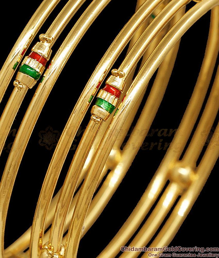BR2905-2.8 Size High Quality Gold Plated Triple Line Bangle Meenakari Design BR2905-2.8 Size High Quality Gold Plated Triple Line Bangle Meenakari Design