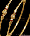 BR2913-2.4 Size Traditional 1 Gram Gold Textured Goli Bead Pipe Valayal Set