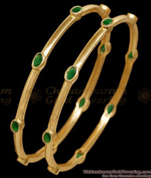 BR2914-2.4 Size Stylish Green Gemstone Gold Imitation Bangle Online