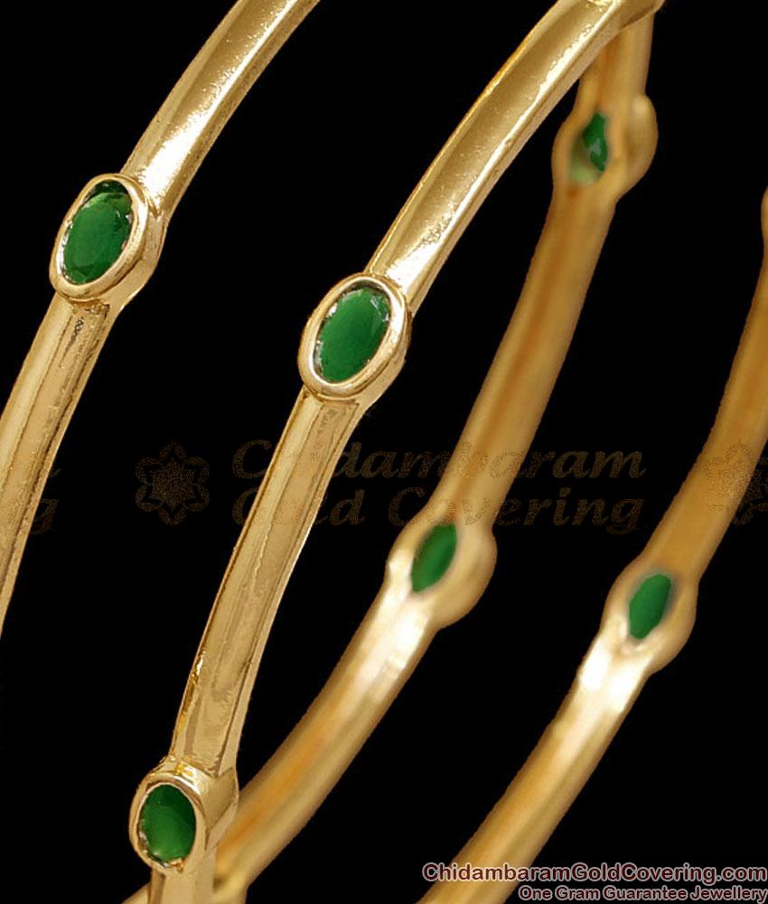 BR2914-2.4 Size Stylish Green Gemstone Gold Imitation Bangle Online BR2914-2.4 Size Stylish Green Gemstone Gold Imitation Bangle Online