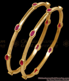 BR2915-2.8 Size Latest Oval Ruby Stone Gold Plated Bangle For Women