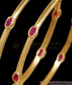 BR2915-2.8 Size Latest Oval Ruby Stone Gold Plated Bangle For Women