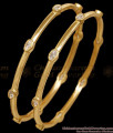 BR2916-2.4 Size Beautiful White Ad Stone Micro Gold Plated Bangle Design