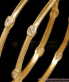 BR2916-2.4 Size Beautiful White Ad Stone Micro Gold Plated Bangle Design