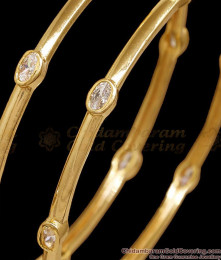 BR2916-2.8 Size Beautiful White Ad Stone Micro Gold Plated Bangle Design BR2916-2.8 Size Beautiful White Ad Stone Micro Gold Plated Bangle Design
