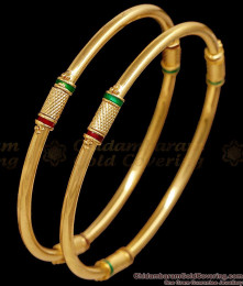 BR2917-2.4 Size Regular Use 1 Gram Gold Pipe Bangle Enamel Design