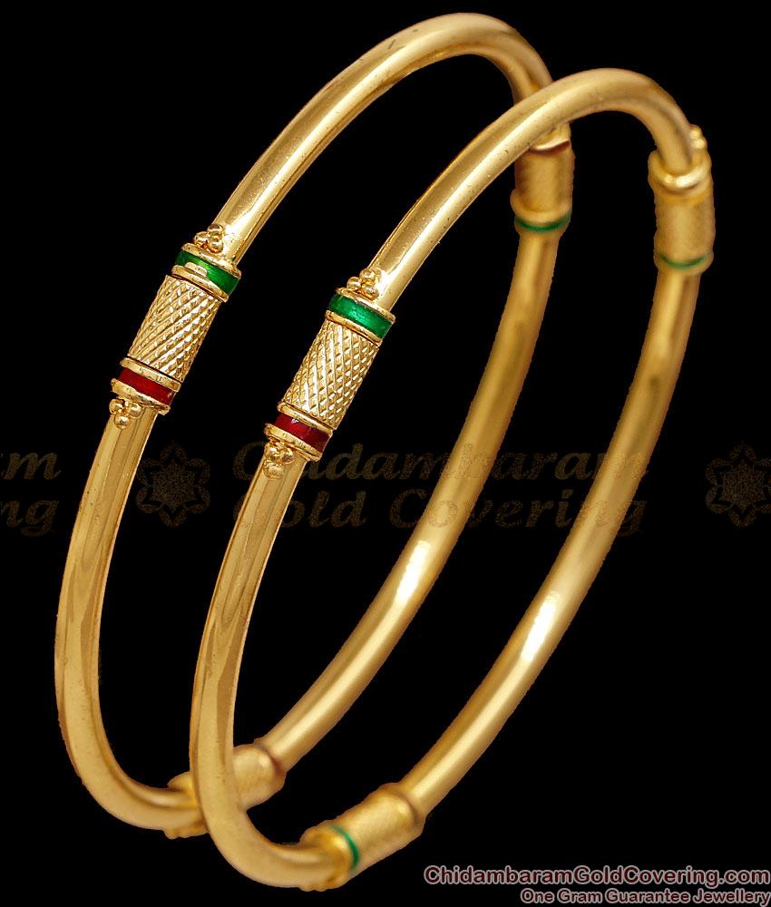 BR2917-2.6 Size Regular Use 1 Gram Gold Pipe Bangle Enamel Design BR2917-2.6 Size Regular Use 1 Gram Gold Pipe Bangle Enamel Design