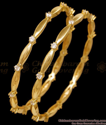 BR2918-2.6 Size Elegant One Gram Gold Ad Stone Daily Wear Bangles