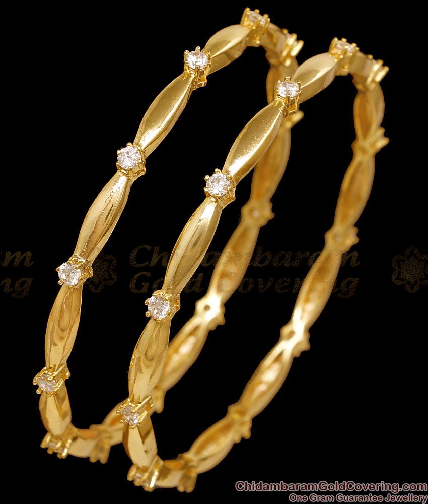 BR2918-2.4 Size Elegant One Gram Gold Ad Stone Daily Wear Bangles BR2918-2.4 Size Elegant One Gram Gold Ad Stone Daily Wear Bangles