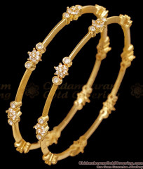 BR2919-2.8 Size Buy Gold Covering White Stone Flower Bangles BR2919-2.8 Size Buy Gold Covering White Stone Flower Bangles
