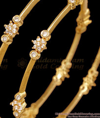 BR2919-2.8 Size Buy Gold Covering White Stone Flower Bangles BR2919-2.8 Size Buy Gold Covering White Stone Flower Bangles