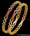BR2920-2.8 Size Set of 2 Gold Plated Zig Zag Pattern Daily Wear Ruby Bangle BR2920-2.8 Size Set of 2 Gold Plated Zig Zag Pattern Daily Wear Ruby Bangle