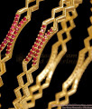 BR2920-2.8 Size Set of 2 Gold Plated Zig Zag Pattern Daily Wear Ruby Bangle BR2920-2.8 Size Set of 2 Gold Plated Zig Zag Pattern Daily Wear Ruby Bangle