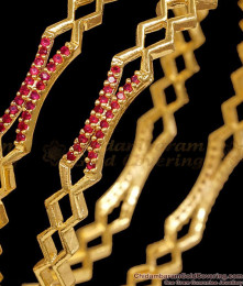 BR2920-2.8 Size Set of 2 Gold Plated Zig Zag Pattern Daily Wear Ruby Bangle BR2920-2.8 Size Set of 2 Gold Plated Zig Zag Pattern Daily Wear Ruby Bangle
