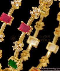 BR2921-2.6 Size Premium Gold Plated Multicolor CZ Stone Bangles for Women BR2921-2.6 Size Premium Gold Plated Multicolor CZ Stone Bangles for Women