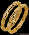 BR2922-2.4 Size Designer Gold Plated White CZ Stone Bangles Party Wear