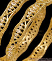 BR2922-2.4 Size Designer Gold Plated White CZ Stone Bangles Party Wear