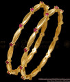 BR2926-2.4 Size Elegant Ruby Stone Gold Plated Bangle For Women BR2926-2.4 Size Elegant Ruby Stone Gold Plated Bangle For Women