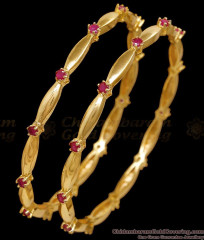 BR2926-2.4 Size Elegant Ruby Stone Gold Plated Bangle For Women